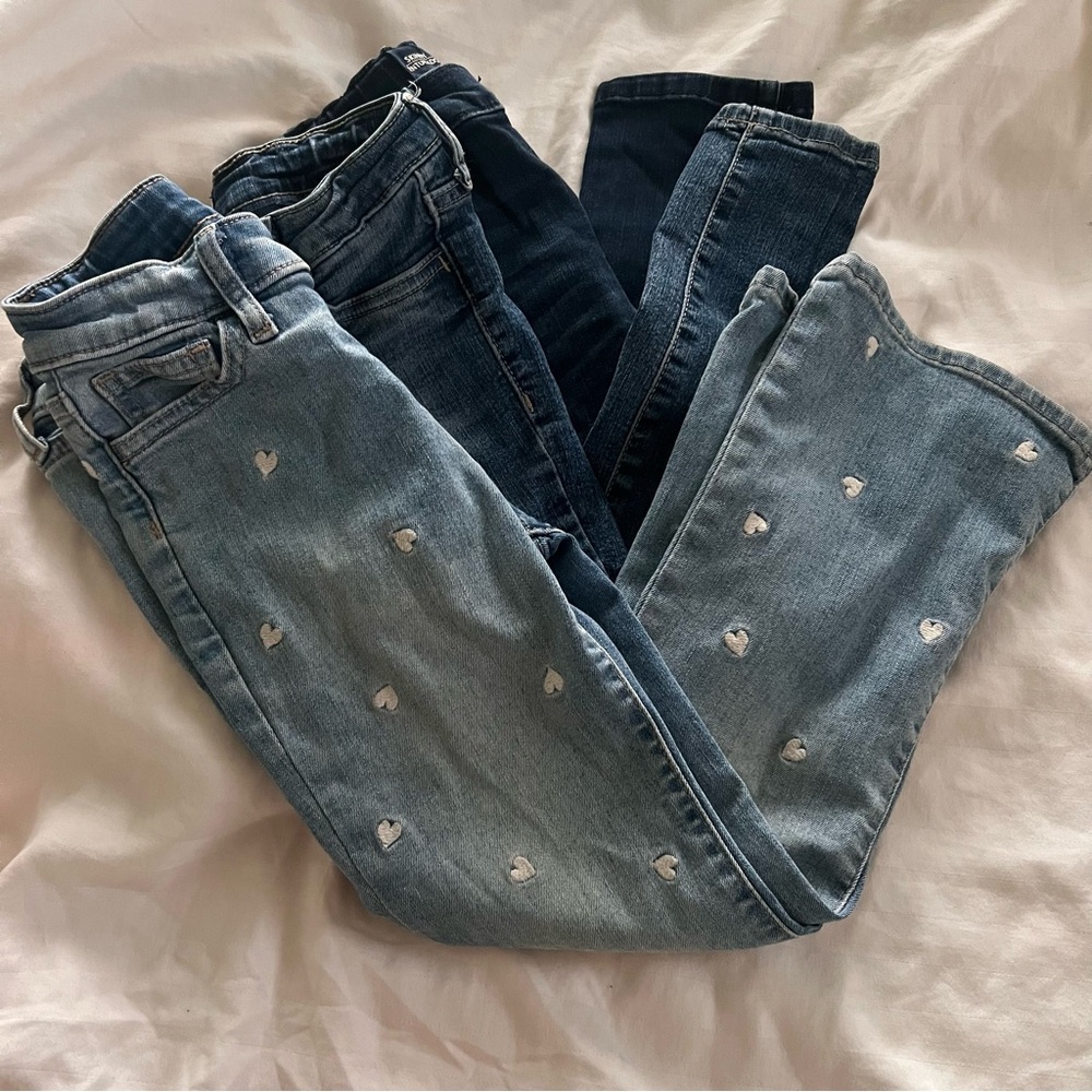 GAP Blue Heart-Embellished Skinny Jeans & 2 more pairs